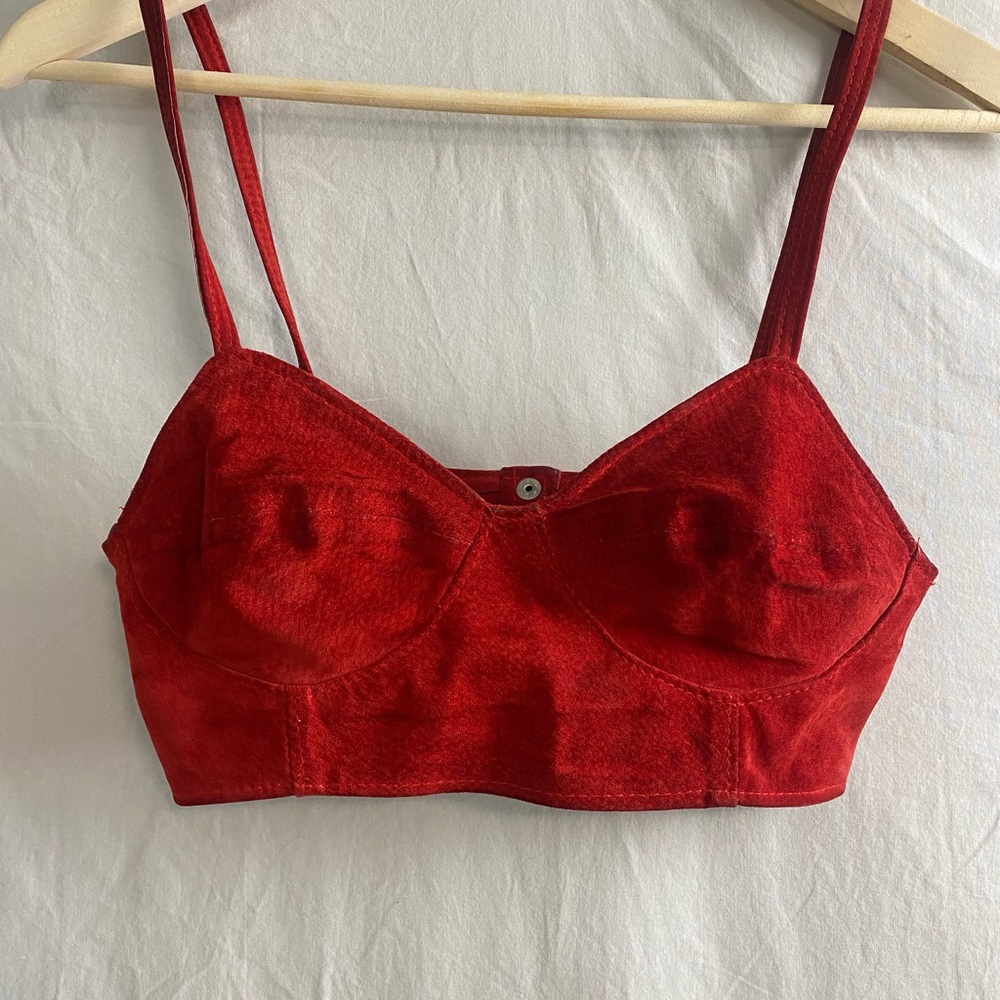 Red suede bra crop top vintage